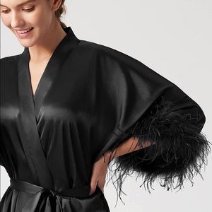Ostrich feather silk robe